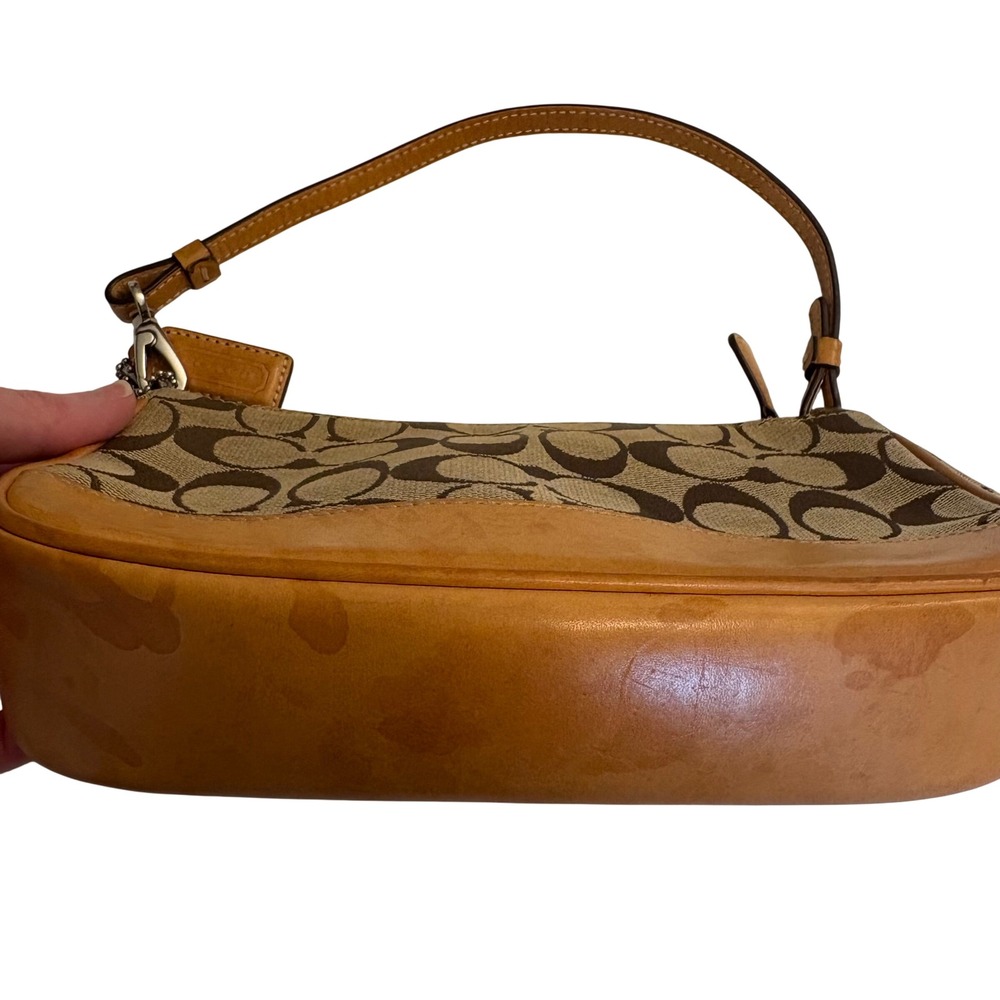 Vintage Coach Signature Demi Canvas Leather Y2K Shoulder Bag Brown Tan 6094 - Picture 10 of 16